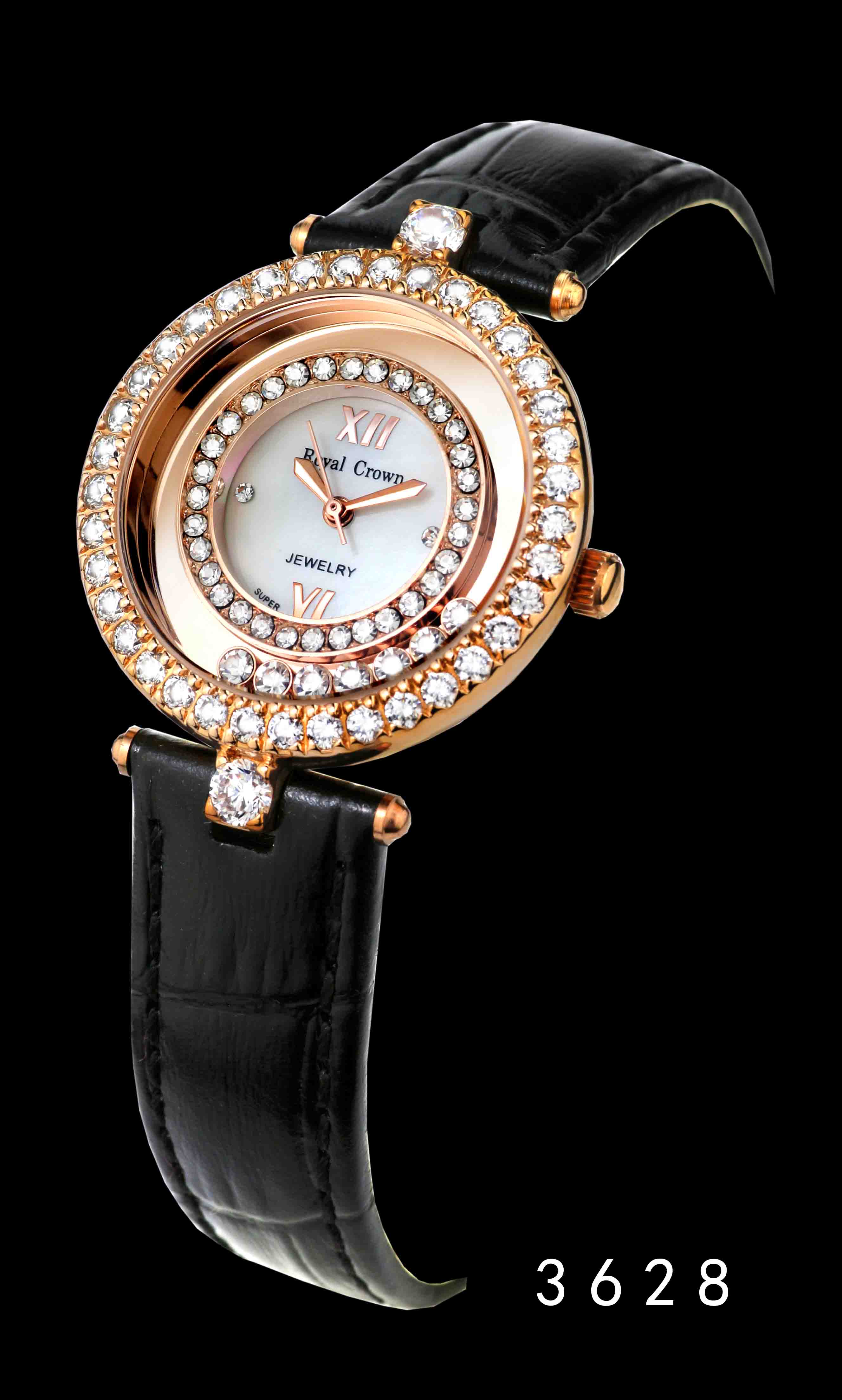 Royal Crown Lady Women's Watch Japan Mov't Setting Crystal Hours Fine  Fashion Dress Bracelet Leather Luxury Rhinestone Gift Box - Quartz  Wristwatches - AliExpress